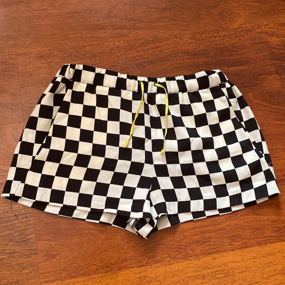 Zara Black/Off-White Checkered Shorts